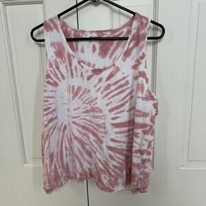Athleta Pink Tie Dye Palermo Pink Plus Size Muscle Workout Tank - 1X